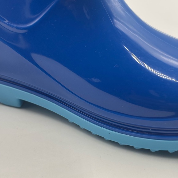 Kids' Shiny Blue Rain Boots with Light Blue Soles - Picture 4 of 8